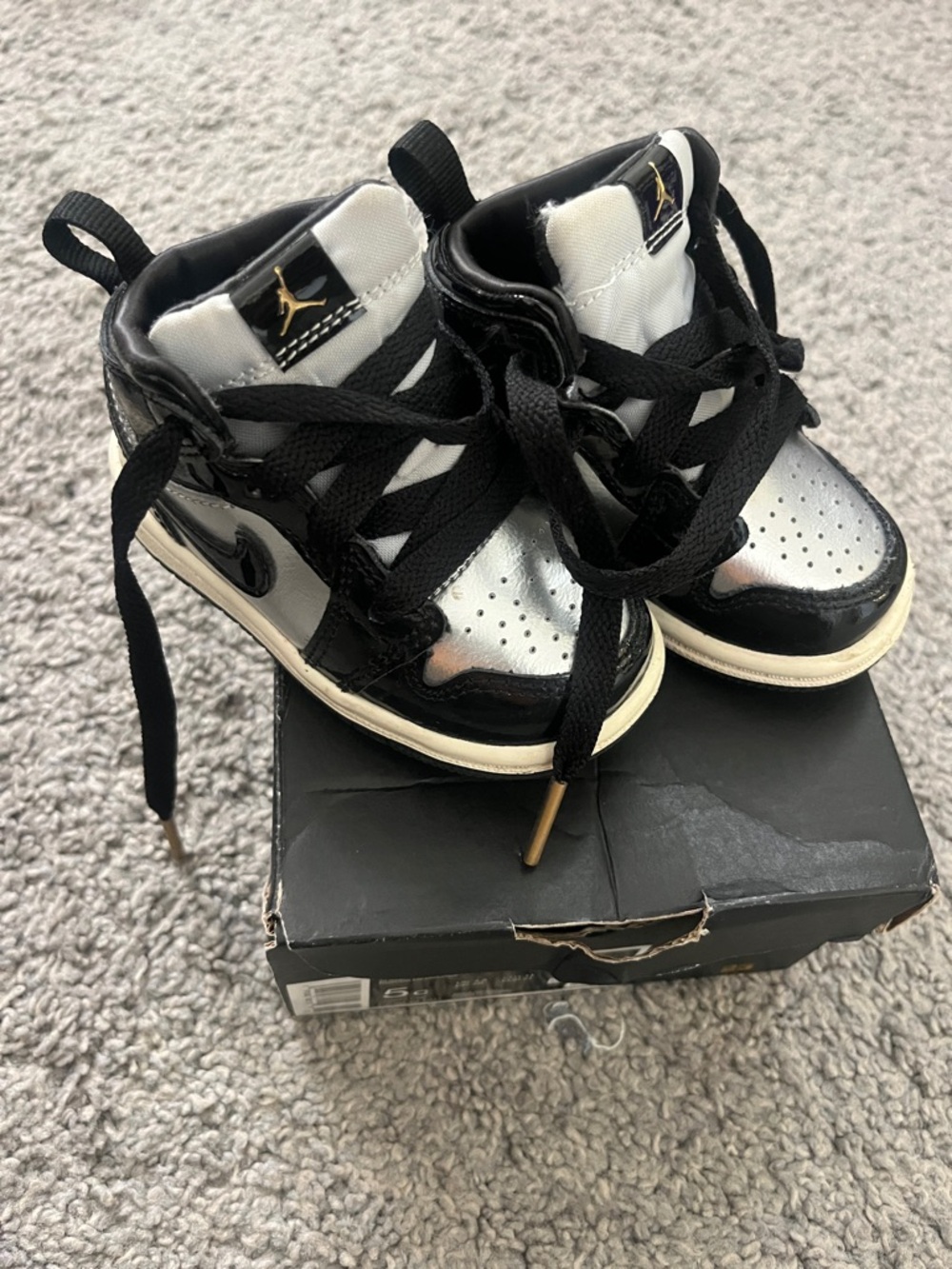 Nike Black and Silver Toddler High-Top Sneakers